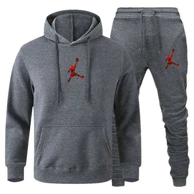 2025 Autumn/Winter Men's jogging Fitness sportswear Set: Fashionable long-sleeved sweatshirt + casual pants 2-piece set