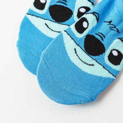 10Pairs miniso disney Unisex Cartoon Anime Socks Men Women Hip Hop Street Style Funny Casual Short Boat Socks
