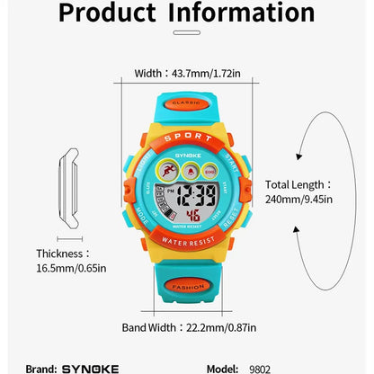 SYNOKE Student Sport Watches For Kids Colorful Electronic Watches Waterproof Clock Children Digital Watch For Boys Girls