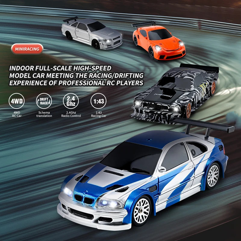 2.4G RC Drift Car 1/43 4WD Remote Control Car High Speed Four Wheel Drive Radio Controlled Mini Racing Car Model Boys Toys Gifts
