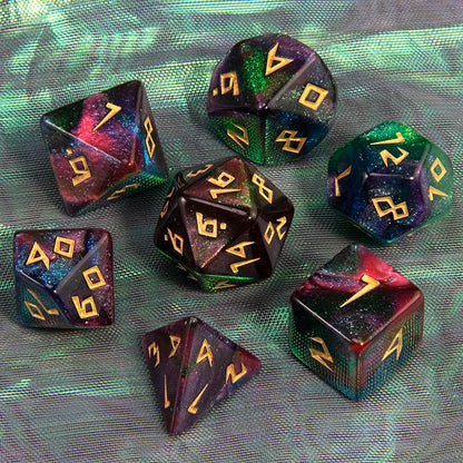 DND Polyhedral Dice Set - 7 Pieces Acrylic Mixed Colour Glitter Games Dice  for Souvenirst Entertainment RPG Board Game