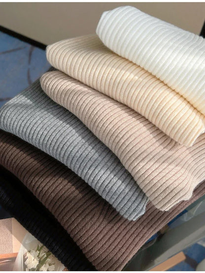 2025 Basic V-neck Chic  Autumn Winter Pullover Women Female Knitted Ribbed Sweater Slim Long Sleeve Badycon High Quality Sweater