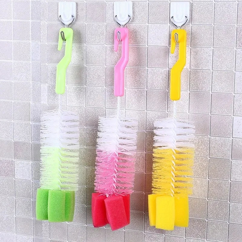1/2pcs Multi-Purpose Baby Bottle Brush with Long Handle Fine Hair Sponge for Household Dishwashing Cup Cleaning And Baby Bottle