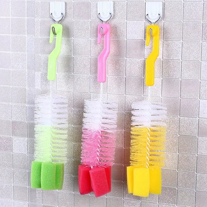1/2pcs Multi-Purpose Baby Bottle Brush with Long Handle Fine Hair Sponge for Household Dishwashing Cup Cleaning And Baby Bottle