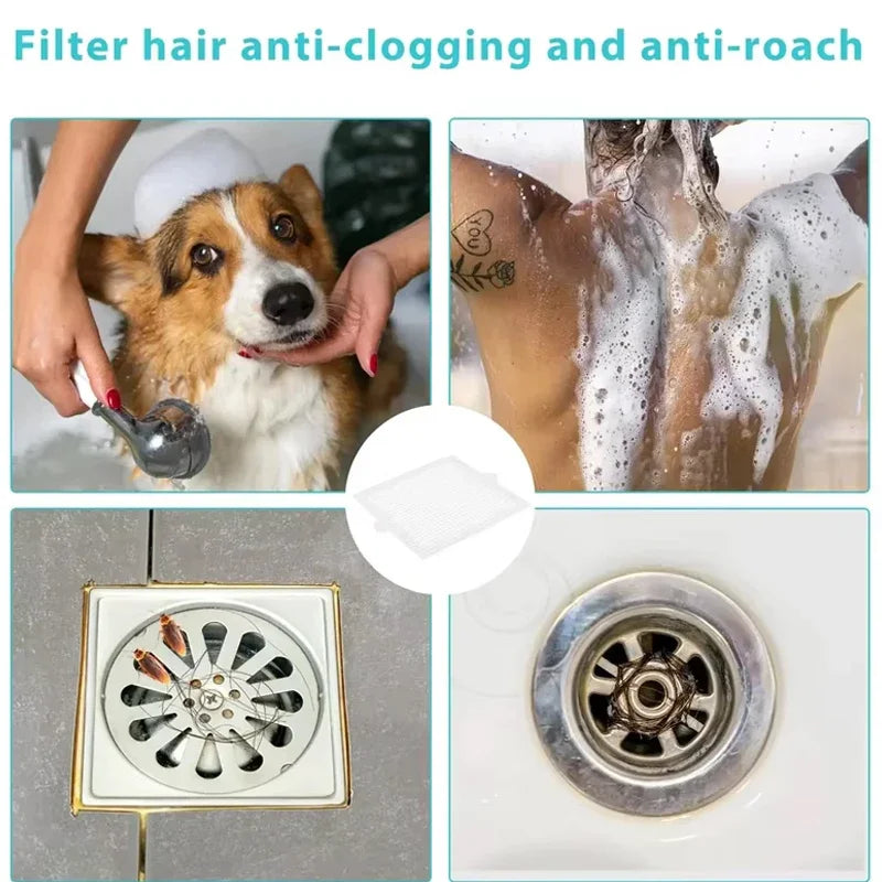 Disposable Shower Drain Hair Catcher Mesh Shower Drain Covers Floor Sink Strainer Filter Hair Stopper For Bathroom Kitchen