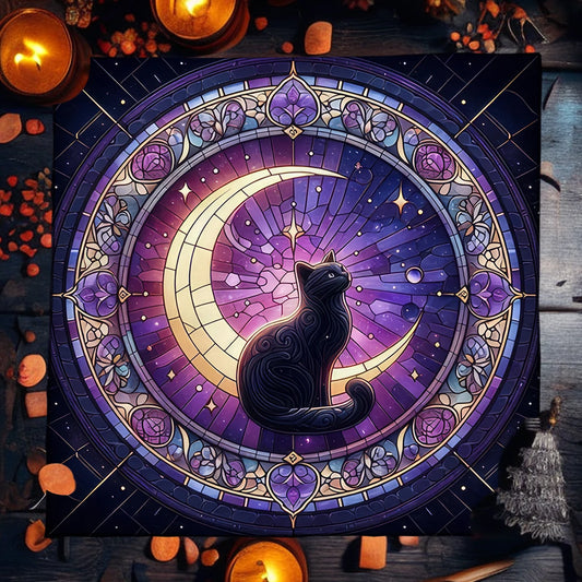 Mystical Tarot Card Tablecloth Witchcraft Cat Altar Cloth Moon Pentagram Table Cloth For Tarot Divination Mat Witch Home Decor