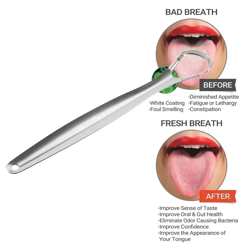 1/2/3Pcs Reusable Stainless Steel Useful Tongue Scraper Cleaner Fresh Breath Cleaning Coated Tongue Oral Hygiene Care Tools