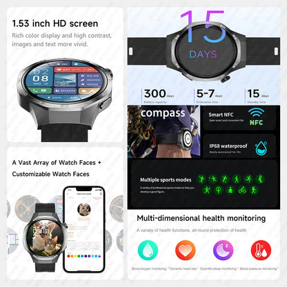 2025 New Watch 5 MAX Smart Watch HD AMOLED Screen NFC GPS Tracker Bluetooth Call Waterproof Sports Health Smartwatch Men Women