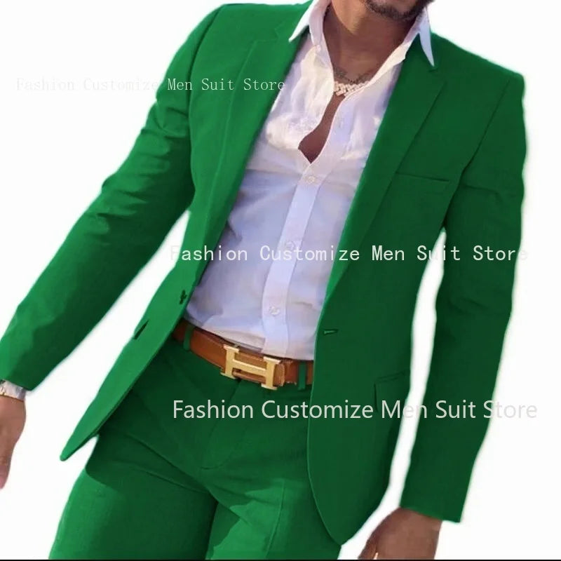 2 Pieces Beige Suit for Men Slim Fit Wedding Groom Tuxedo Groomsmen Suits Male Fashion Smoking Costume Homme Blazer with Pants