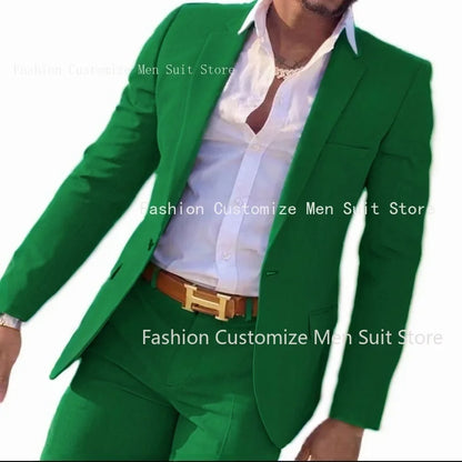 2 Pieces Beige Suit for Men Slim Fit Wedding Groom Tuxedo Groomsmen Suits Male Fashion Smoking Costume Homme Blazer with Pants