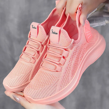 Women Casual Shoes 2025 Hot Sale Breathable Air Mesh Slip-on Female Sock Footwear Outdoor Women Sneakers Thick Bottom Platforms