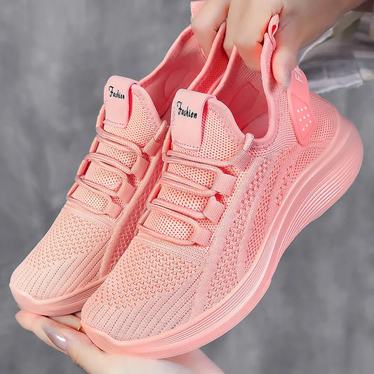 Women Casual Shoes 2025 Hot Sale Breathable Air Mesh Slip-on Female Sock Footwear Outdoor Women Sneakers Thick Bottom Platforms