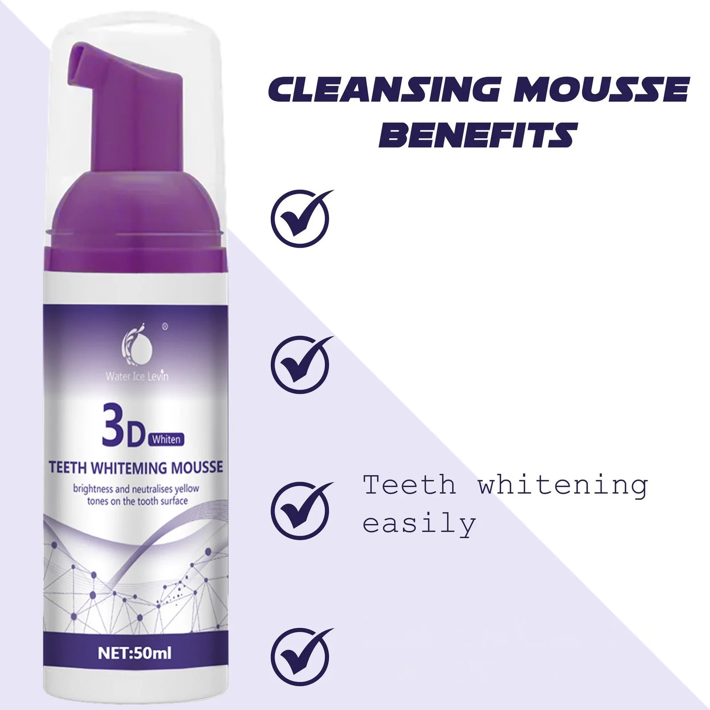 50ml 3D Mousse Toothpaste Teeth Whitening Removing Yellow Teeth Cleaning Tooth Stain Oral Fresh Tooth Care Product 2024 New