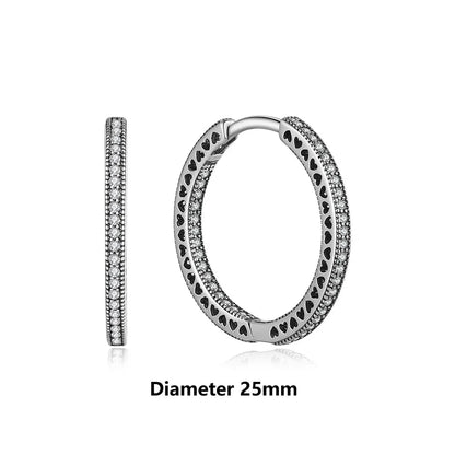 Original 925 Sterling Silver Earrings 2025 Stud Hoop Crystal Earings For Women Rose Gold Crown Heart Infinity Bee Earing Jewelry