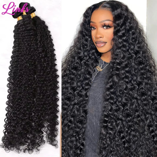 Links Curly Human Hair Bundles 30 32 Inch Remy Unprocessed Raw Virgin 100% Human Hair Water Wave Extensions 3 4 5 Bundles Deal