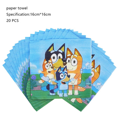 New Bluey Birthday Party Decoration Latex Balloons Bingo Aluminum Film Balloon Disposable Tableware Kids Event Supplies Backdrop