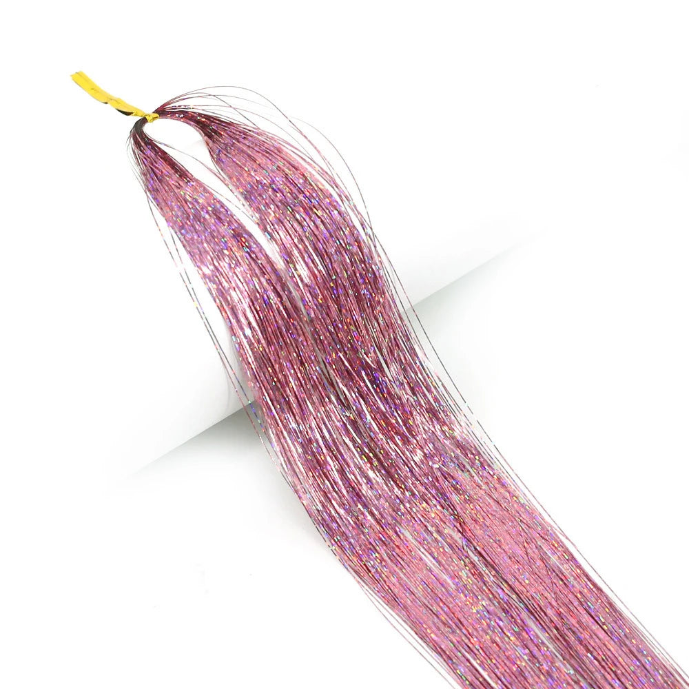 1 Pc Sparkle Shiny Hair Tinsel Hair Extensions Dazzles Women Hippie for Braiding Headdress Hair Braiding Tools Long 100cm