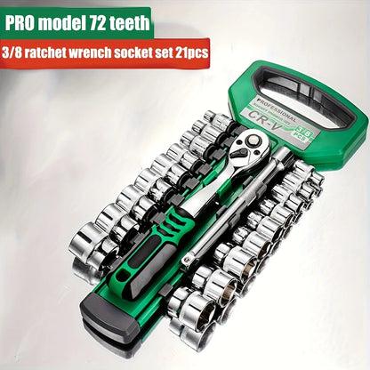 72Drive Socket Set 1/4"-3/8"-1/2", Ratchet Wrench Sockets Compact Sockets for Car Repair Mechanic Tool for Auto Repair