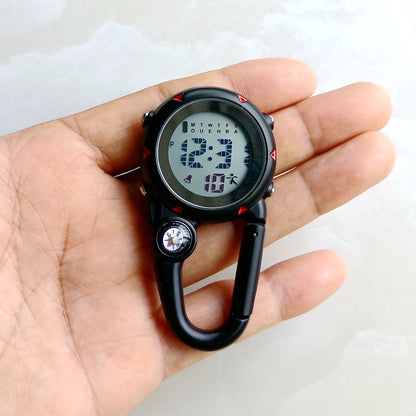 Unisex Women Mens Nurse Doctor Carabiner Clip Digital Electronic Luminous Multi-function Keychains FOB Pocket Watches Hang Clock