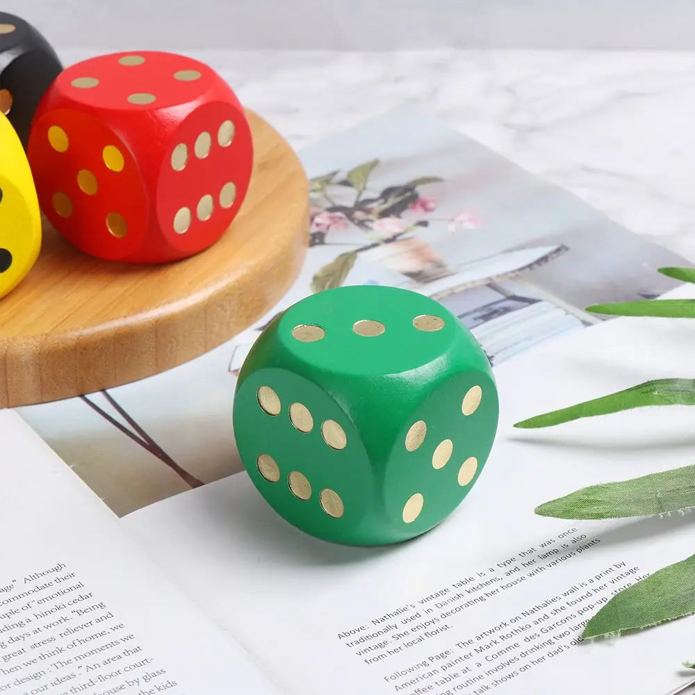 5cm 1pc New Solid Wood Point Entertainment items 6-Sided Game Round Sieve Chess Props Wooden Dice Big Color Dice