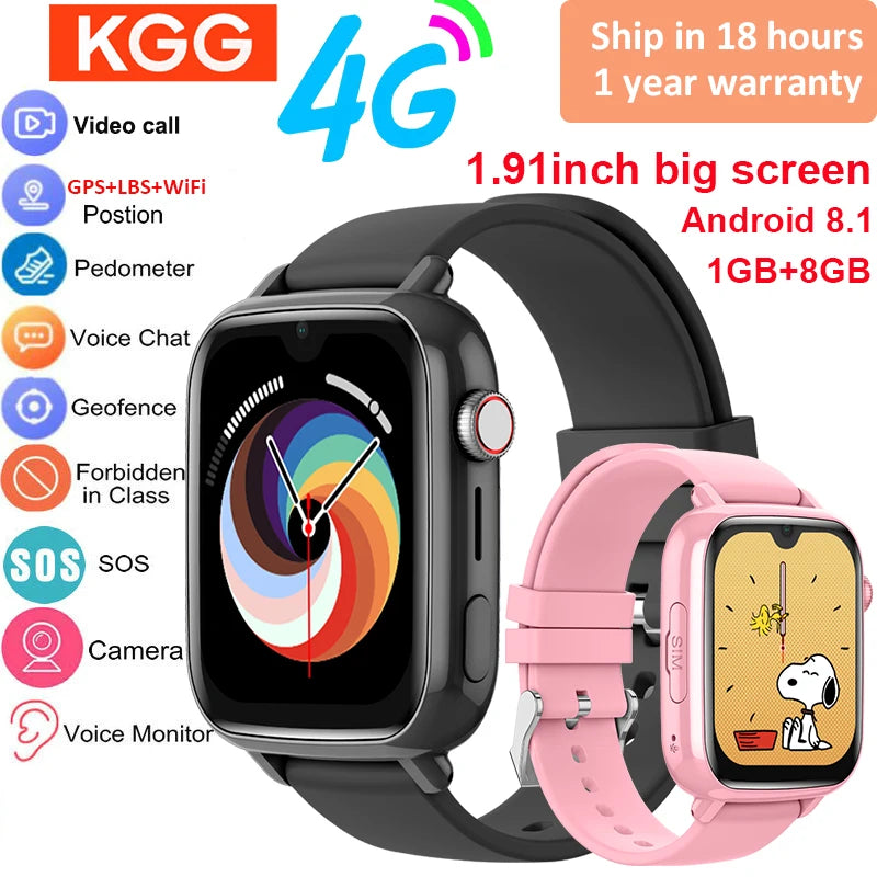 4G Smart Watch Kinder GPS WIFI Videoanruf SOS APP Download Kinder Smartwatch Kamera Monitor Tracker Standort Telefonuhr 