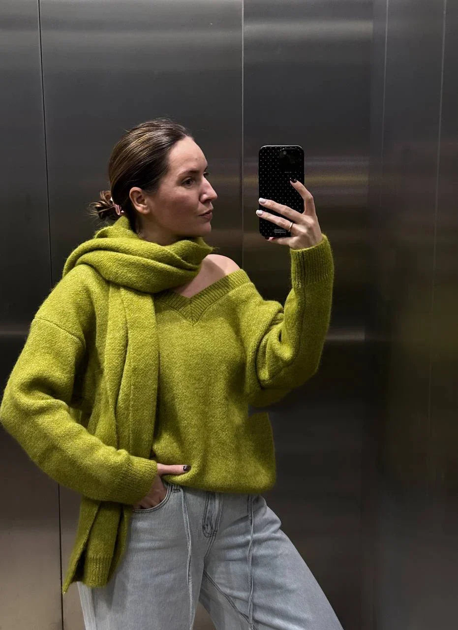 Hirsionsan 2025 New Soft Loose V Or O Neck Knitted Sweaters Women Winter Solid Female Pullovers Warm Basic Knitwear Jumper