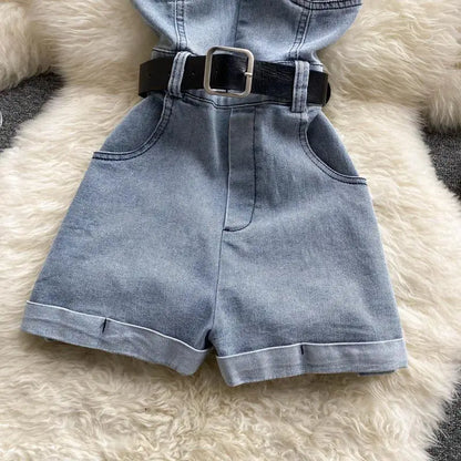 Summer Rompers Women Jeans Jumpsuit off shoulder 2022 Loose Casual Denim Rompers Womens Jumpsuits Wide Leg Casual Denim Overalls
