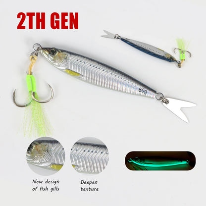 TOLU 2024 NEW 3D Printed Fast Sinking Metal Jig Lure 20g-130g With Spool Saltwater Shore Casting Fishing Lure Vertical Metal Jig