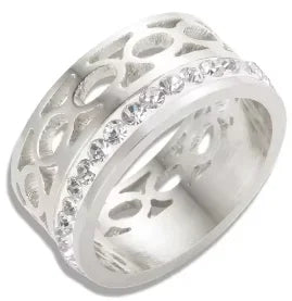 Shiny Crystal High End Non Tarnish Fashion Geometric Open Gold Plated Stainless Steel Rings for Women Wedding Ring Jewelry Gifts