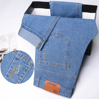 Men's Denim Jeans Thin Summer Straight Business Soft Fashion New High Quality Pants New Arrivals Dropship OL Work Trousers