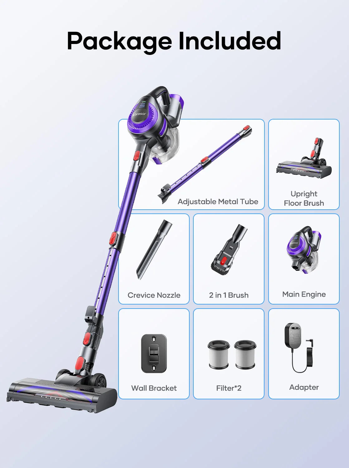 Laresar V10 Lite 38000Pa Cordless Vacuum Cleaner Handheld Strong Suction Button Smart Home Appliance for Carpets Hair 45 Mins