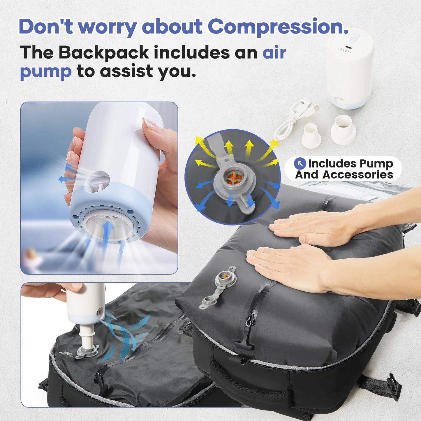 Vacuum Compression Travel Backpack - Large Capacity Foldable Hiking Bag Lightweight Laptop Bag,Essential Outdoor Travel Backpack