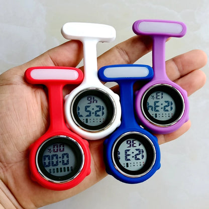 Unisex Nurse Doctor Hospital Medical Workers Alarm Luminous Brooches Pins Digital Electronic FOB Pocket Watches Hang Clock Gifts