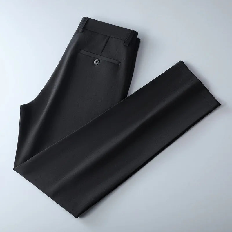 Men's smart casual pants elastic sports men's quick drying pants spring and autumn straight leg office black navy blue work pant