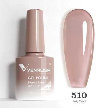 Venalisa HEMA TPO FREE Nail Gel Polish Glitter Gorgeous Full Coverage Soak Off UV LED French Nail Jelly Pink Nude Collection