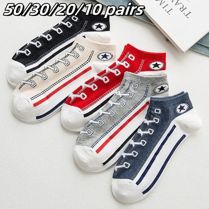 50/30/20/10 pairs of men's mid-calf socks Sweat-absorbent all-season socks Mixed colors