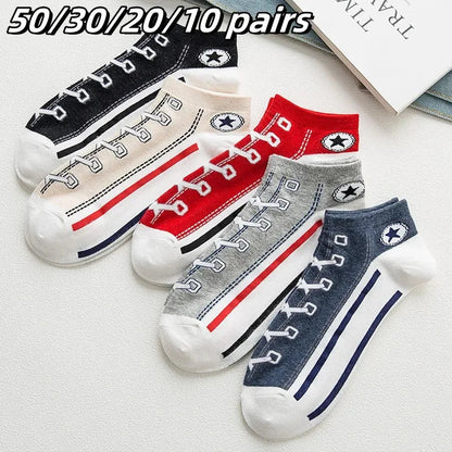 50/30/20/10 pairs of men's mid-calf socks Sweat-absorbent all-season socks Mixed colors