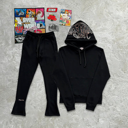 Sy Fashion Street Casual Tracksuits Tops Long Pants Set Winter Cotton Hip Hop Men Women Unisex Hooded Sweatshirt Sports Trousers