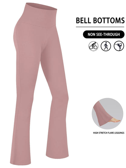 Women's Super Soft Flare Pants High Waisted Tummy Control Workout Yoga Leggings Bell Bottoms