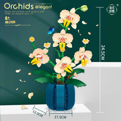 Orchideen-Bausteine, Blumen, Wohnaccessoire für Erwachsene, Botanische Sammlung, Geschenkidee zum Valentinstag (606 Teile) 