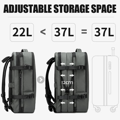 BANGE Aesthetic Men Business Backpack School Expandable USB Bag, Large Capacity 17.3 Laptop Waterproof Fashion Travel Backpack