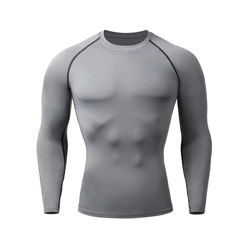 Compression Shirts Men's Rashguard Quick Dry Gym Fitness Shirts Spring Beach Surfing Athletic Sport Running Workout Tops Tees