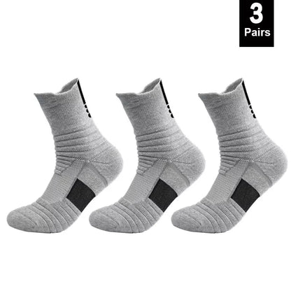 6/3/1 Pairs New Men Sports Running Fitness Flight Short Tube Socks Women's Towel Bottom Basketball Socks Solid Color Black Socks