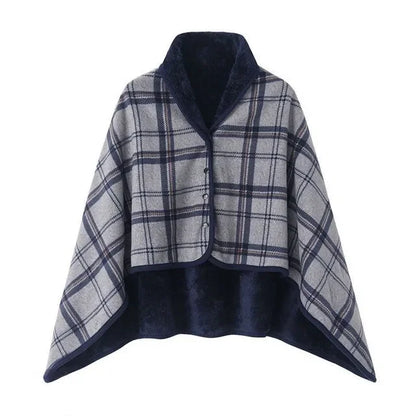 Thick Plaid Blanket Warm Winter Wearable Blanket Adults Office Travel Soft Fleece Throw Blankets With Button Home Shawl