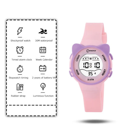 UTHAI C16 Girls And Boys Cute Meow Star Watches Kids Children's Junior High School Waterproof Alarm Clock Electronic Watch