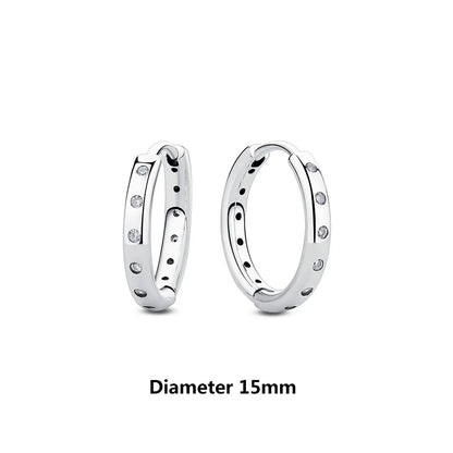 Original 925 Sterling Silver Earrings 2025 Stud Hoop Crystal Earings For Women Rose Gold Crown Heart Infinity Bee Earing Jewelry