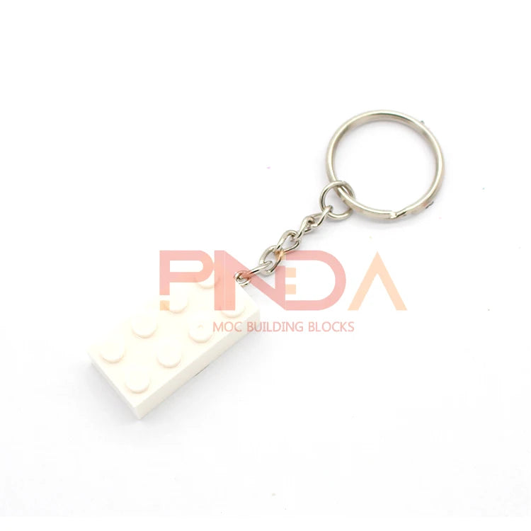 10Pcs MOC 2x4 Schlüssel Kette Bausteine ​​Kreative Geschenk mit MOC Ziegel Keychain Ziegel Platte Kompatibel 