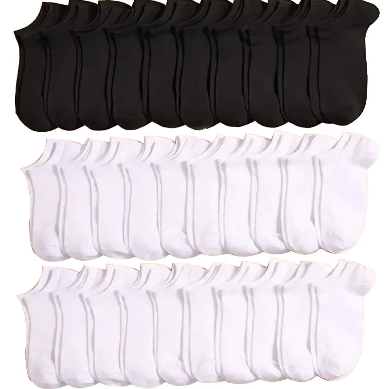 5/10/20/30 Pairs Women/Men Boat Socks Invisible Low Cut Silicone Summer No-show Ankle Socks Solid Color Casual Breathable