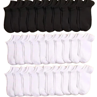 5/10/20/30 Pairs Women/Men Boat Socks Invisible Low Cut Silicone Summer No-show Ankle Socks Solid Color Casual Breathable