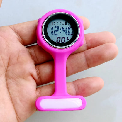 Unisex Nurse Doctor Hospital Medical Workers Alarm Luminous Brooches Pins Digital Electronic FOB Pocket Watches Hang Clock Gifts